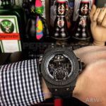 Perfect Replica Hublot Big Bang Frosted Black Case Skeleton Face 45 MM Automatic Watch